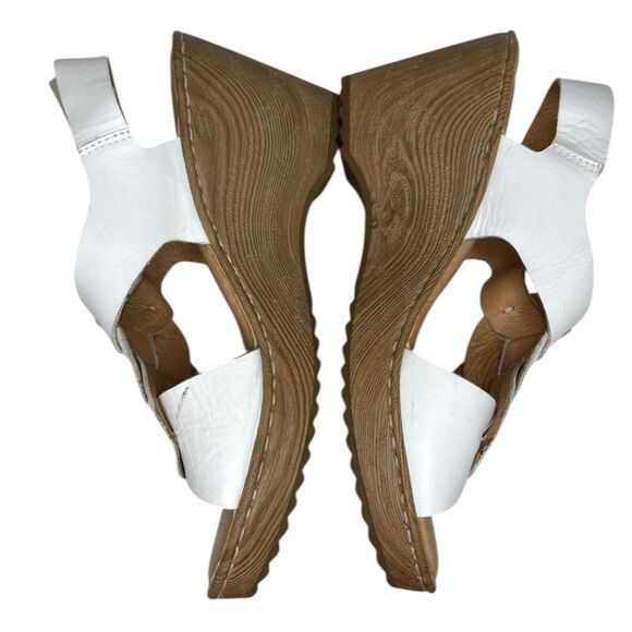 Born Nina Slingback White Leather Comfort Wedge Sandal Coastal Casual Size: 8M - Picture 5 of 7